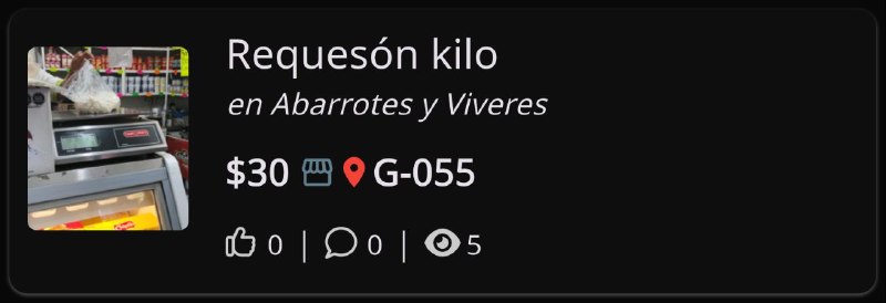 Mira este producto: Requesón kiloPrecio: $30.0Ubicación: G-055Link: 