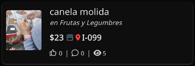 Mira este producto: canela molida Precio: $22.5Ubicación: I-099Link: 